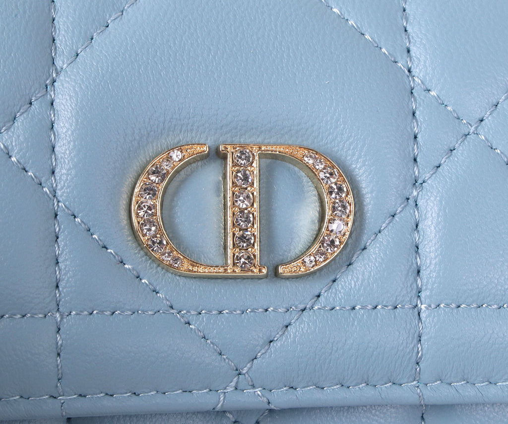 Premium Lambskin Compact Wallet with Crystal Hardware – New Season Collection