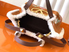 New Embroidered Leather Shopping Bag with Fur Details