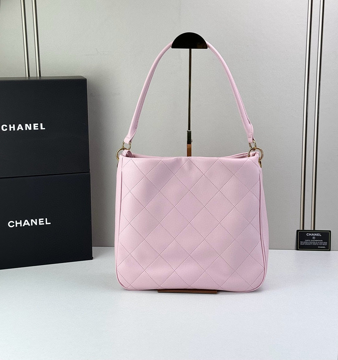 Handcrafted Quilted Hobo Bag with Woven Chain Strap