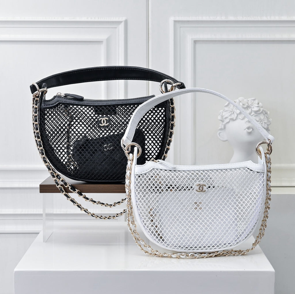 Mesh & Leather Chain Bag