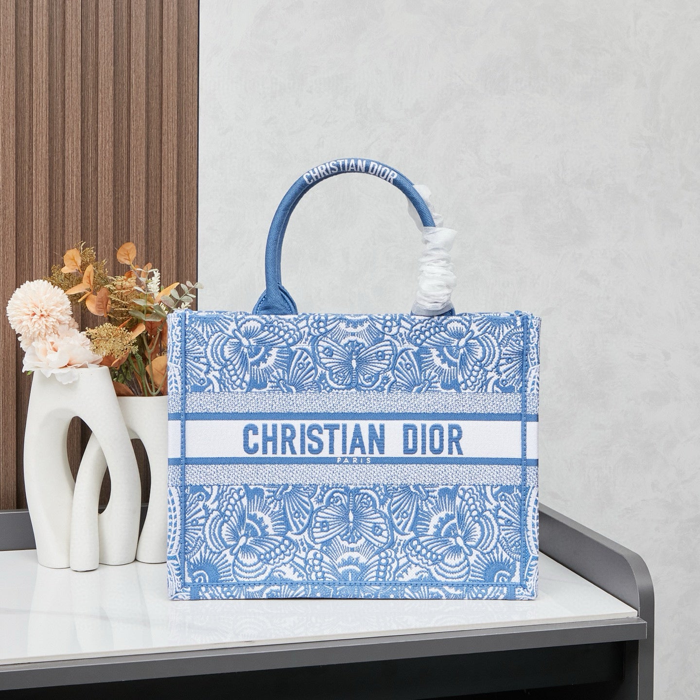 D Book Tote ( light blue butterfly )