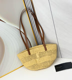 Raffia Woven Basket Bag | Embroidered Straw Tote