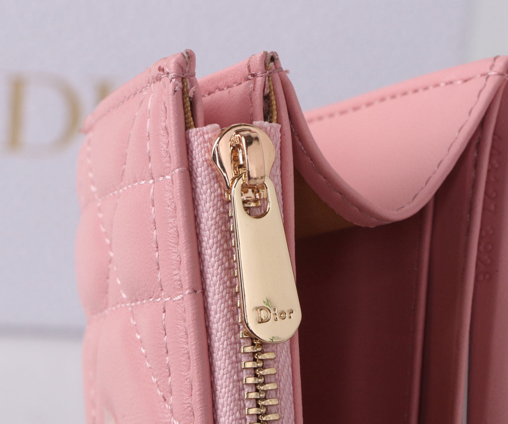 Premium Lambskin Compact Wallet with Crystal Hardware – New Season Collection