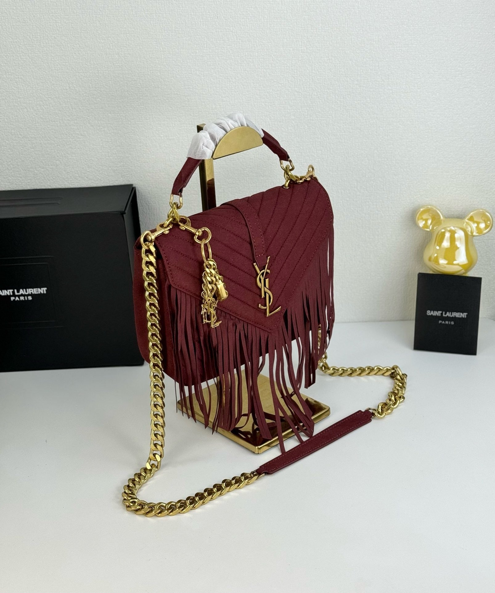 Monogram Tassel Shoulder Bag | Suede Finish
