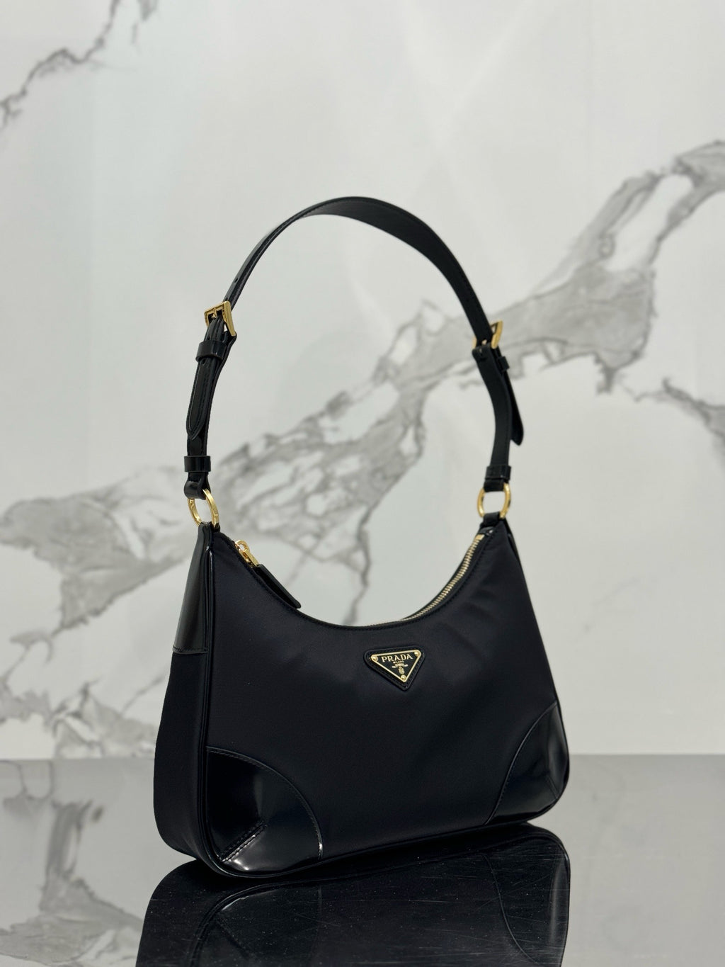 New Arrival | Modern Nylon & Patent Leather Shoulder Bag