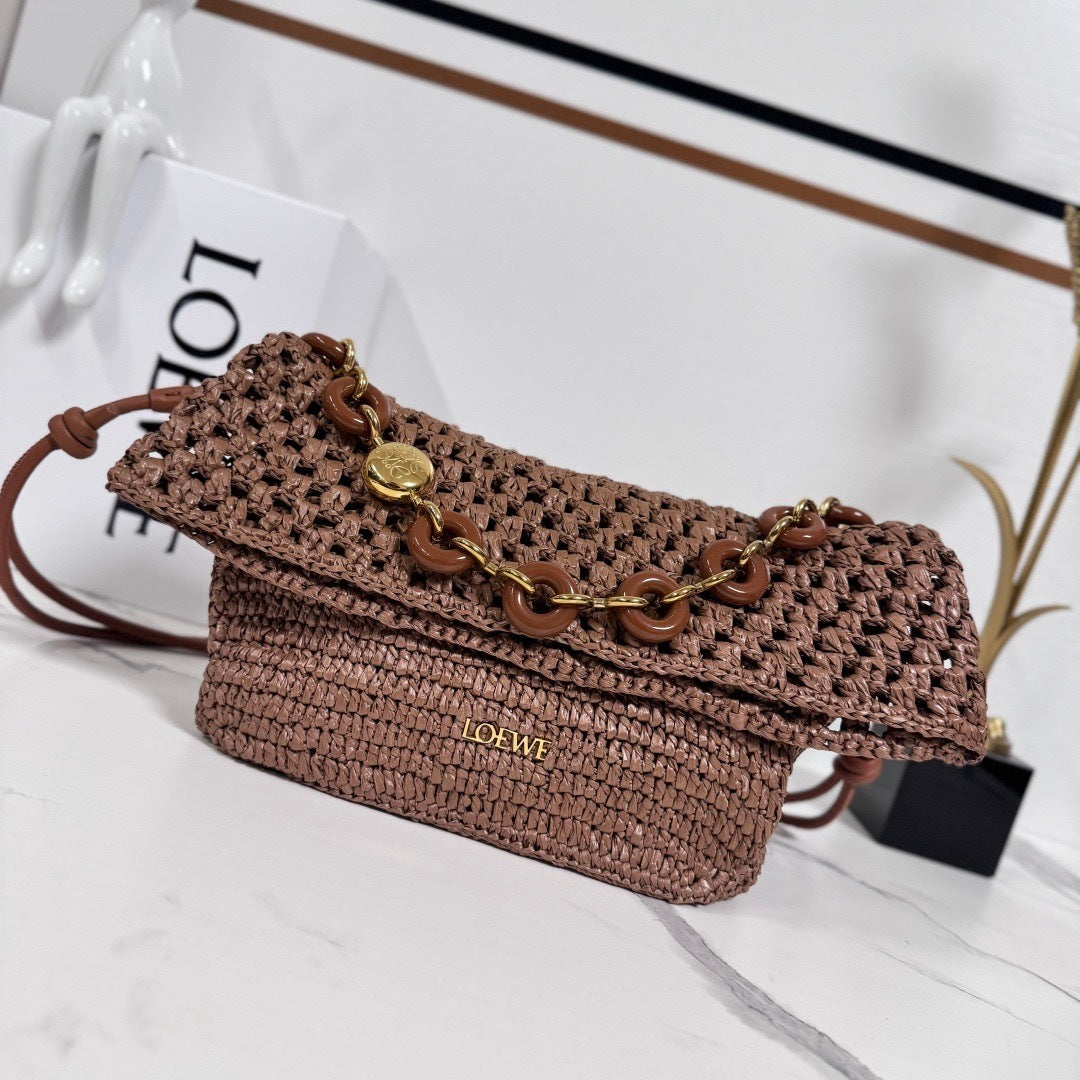 Medium Raffia & Leather Ola Handbag (Premium Quality)