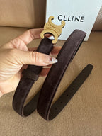 Women’s Suede-Finish Leather Belt — Vintage Inspired Metal Buckle