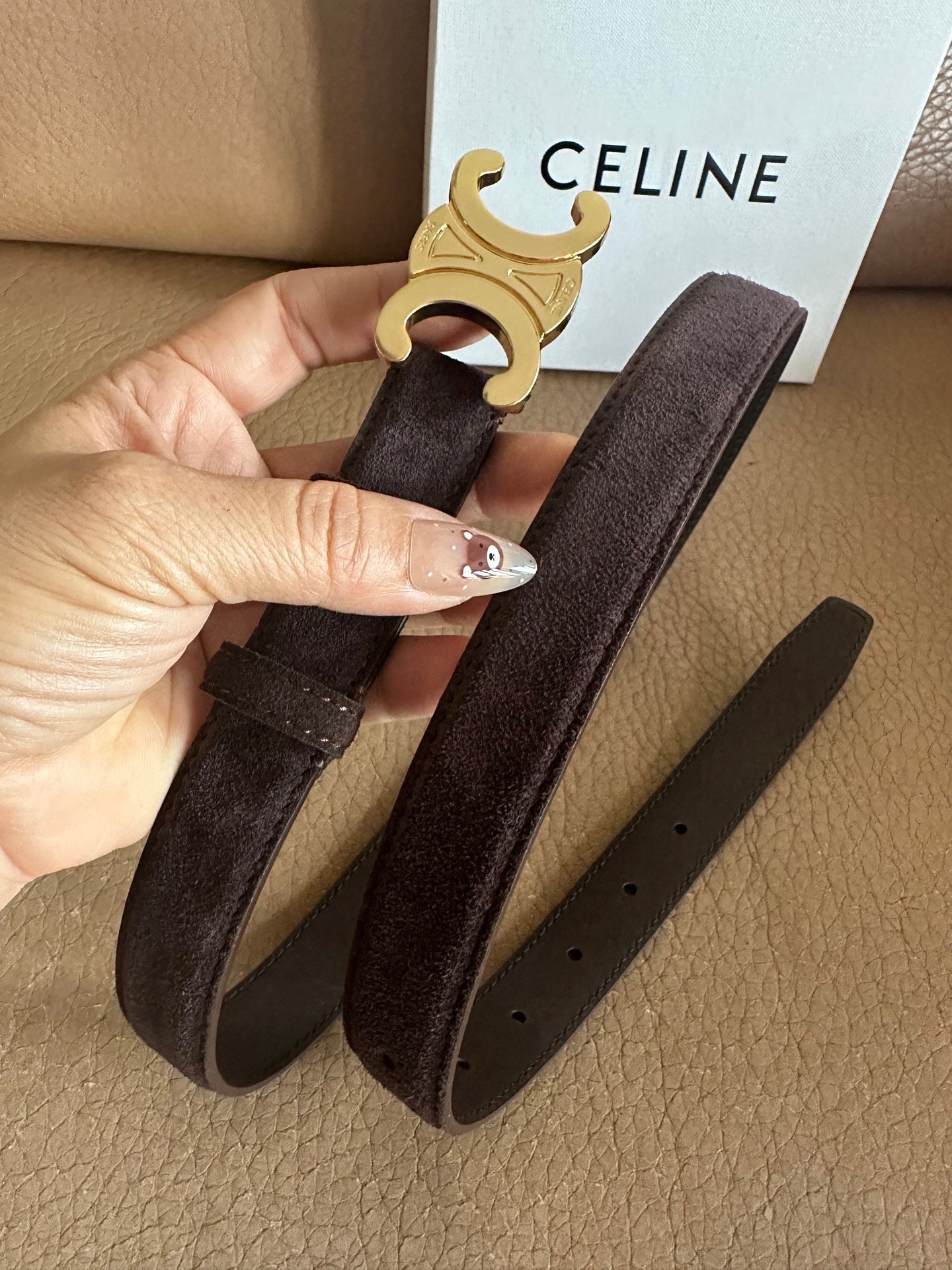 Women’s Suede-Finish Leather Belt — Vintage Inspired Metal Buckle