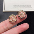 Double-C Crystal Stud Earrings | Soft Pink Finish