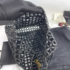 Handwoven Wooden Bead Hobo Bag.