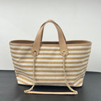 Inspired Striped Quilted Denim Beach Tote Bag