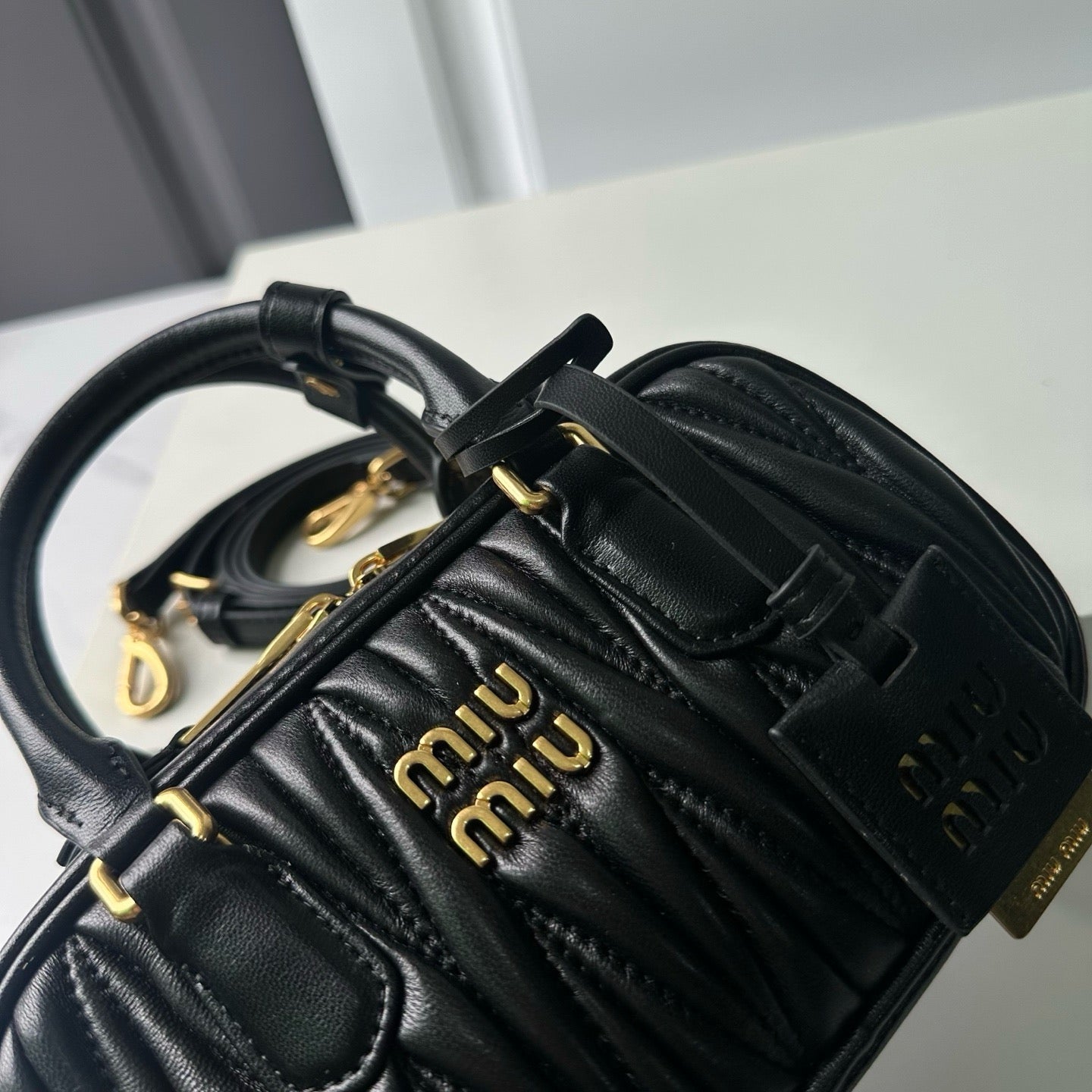 Mini Lambskin Ruched Shoulder Bag