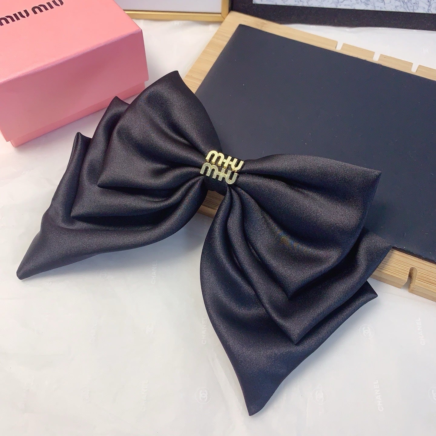 Satin Logo Bow Hair Clip — Elegant & Versatile