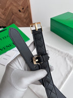2025 New Woven Leather Belt — Small Grid Hand-Weave Design