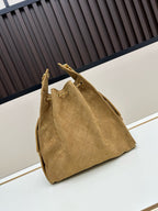 Large Suede Hobo Bucket Bag | Quilted Texture
