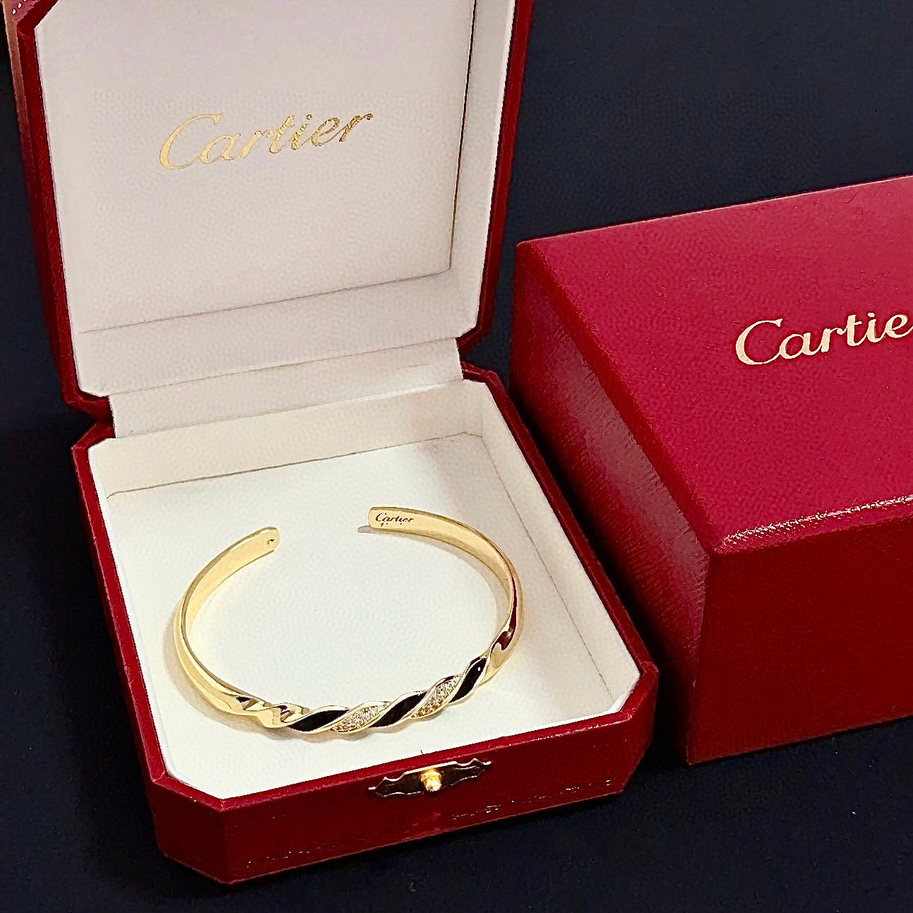 Elegant Diamond-Style Panther Bangle ✨