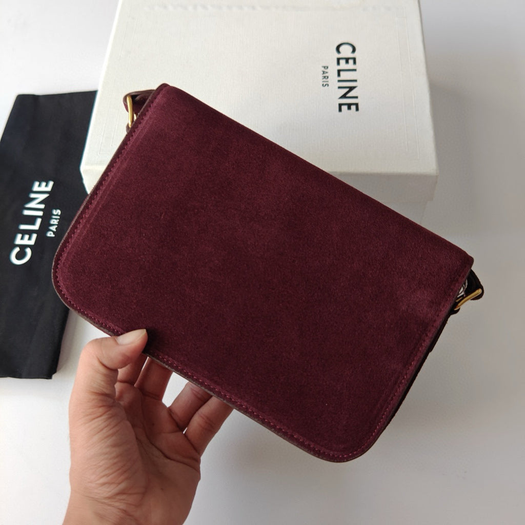Premium Burgundy Flap Shoulder Bag – Suede Finish (Large Size)