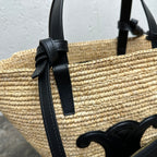 TEEN Plant Fiber & Calfskin Soft Classic Basket Bag  (Premium Quality)