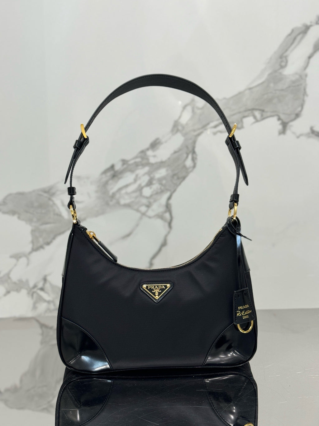 New Arrival | Modern Nylon & Patent Leather Shoulder Bag