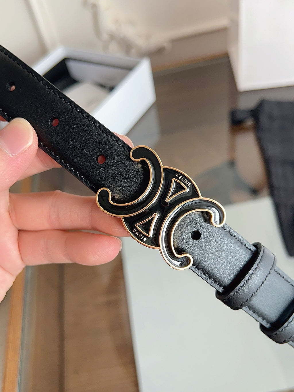 New Women’s Leather Belt — Enamel Signature Buckle