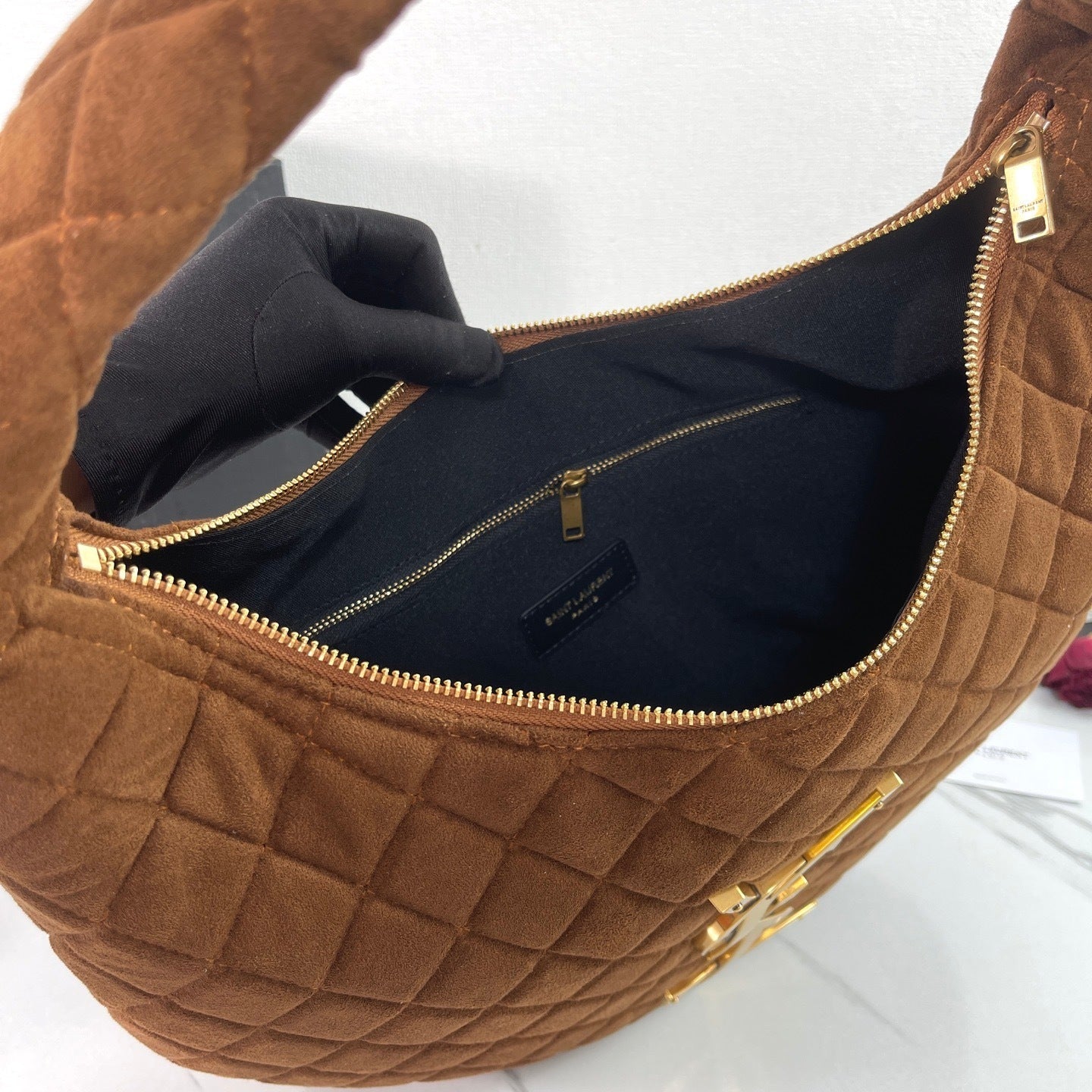 ICARE Large Suede Hobo Bag