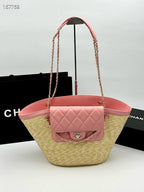 Large Woven Basket Tote Bag