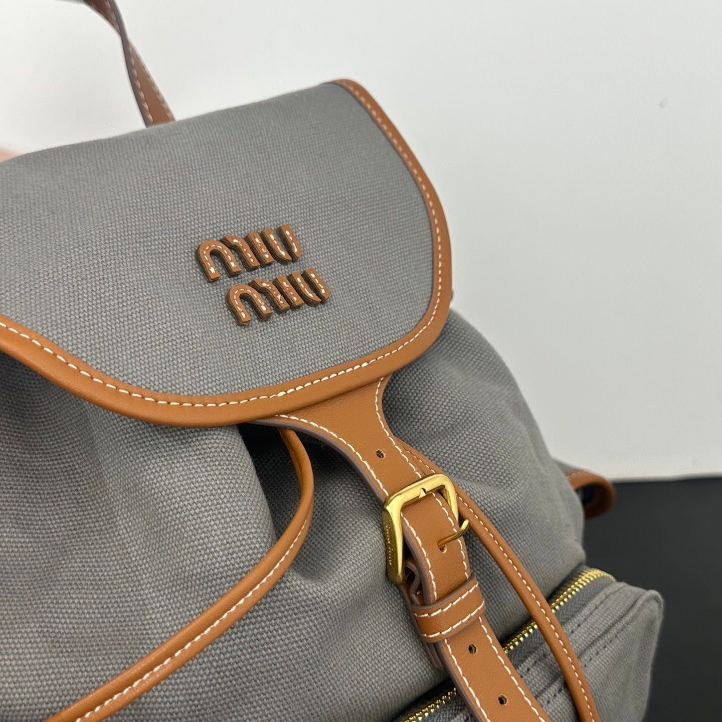 Large Canvas & Leather Backpack – Collegiate Style, 29.5cm