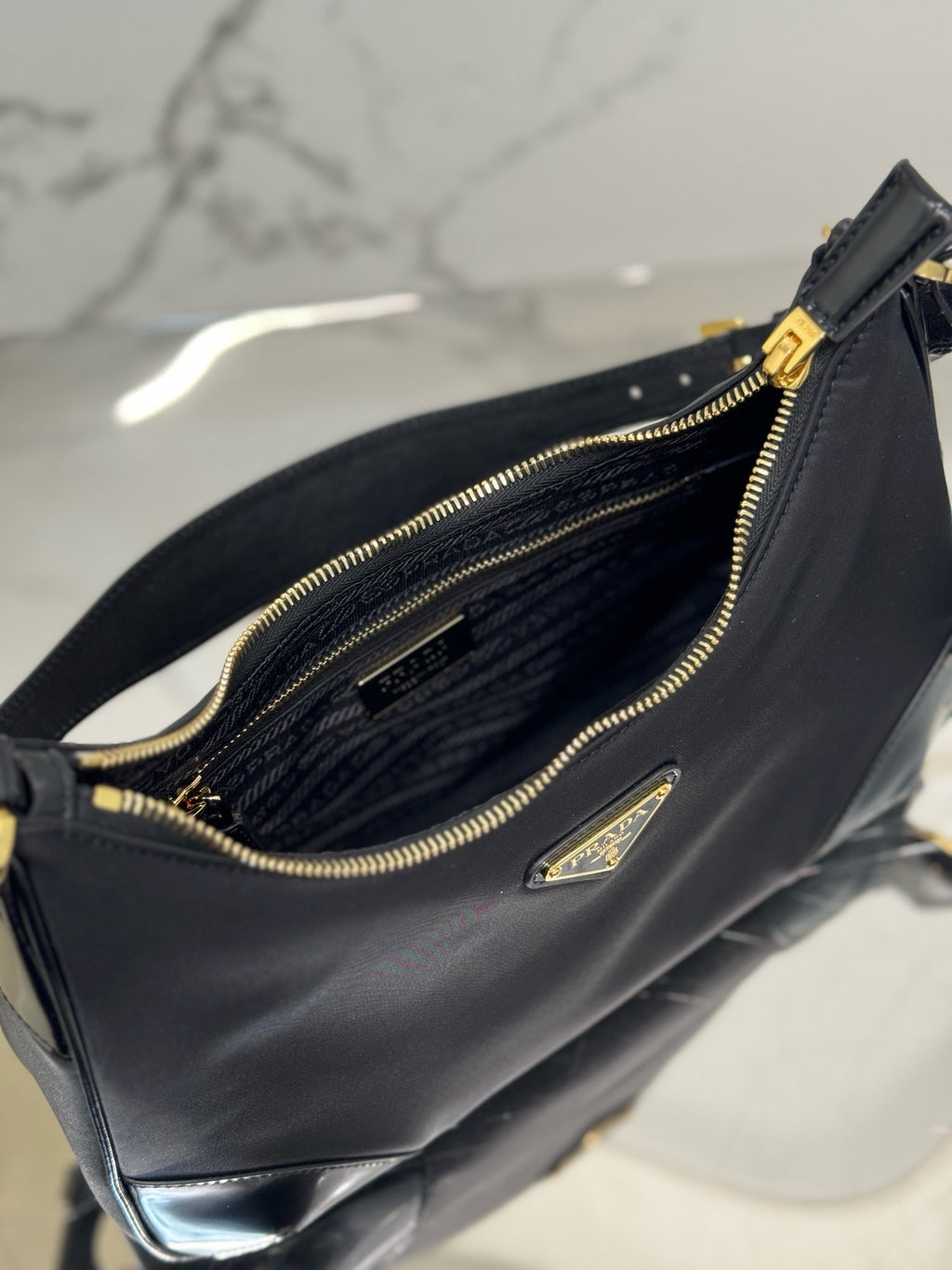 New Arrival | Modern Nylon & Patent Leather Shoulder Bag