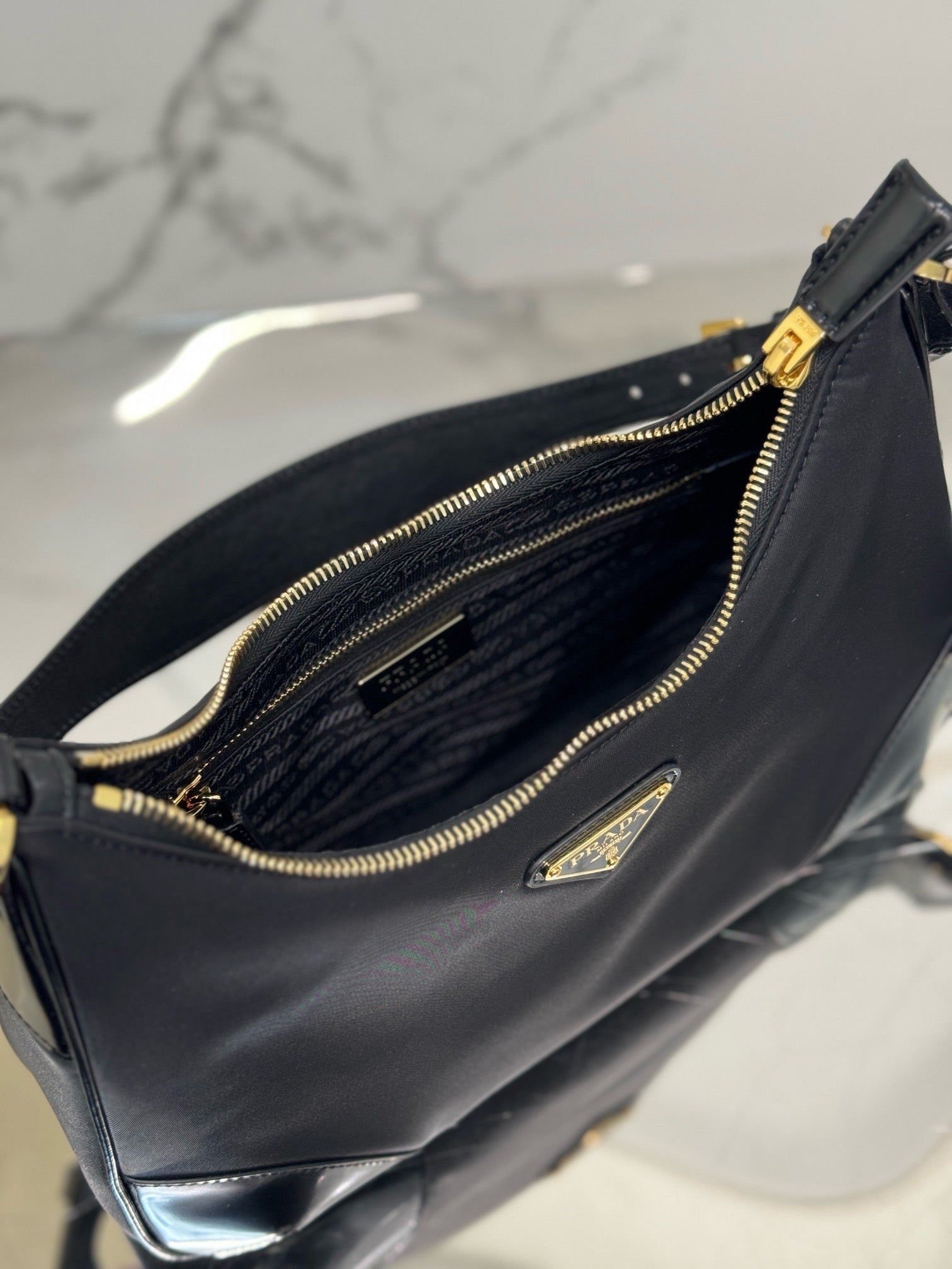 New Arrival | Modern Nylon & Patent Leather Shoulder Bag