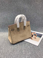 Suede B*K Tote Bag with Double Shoulder Straps – 25/30 cm