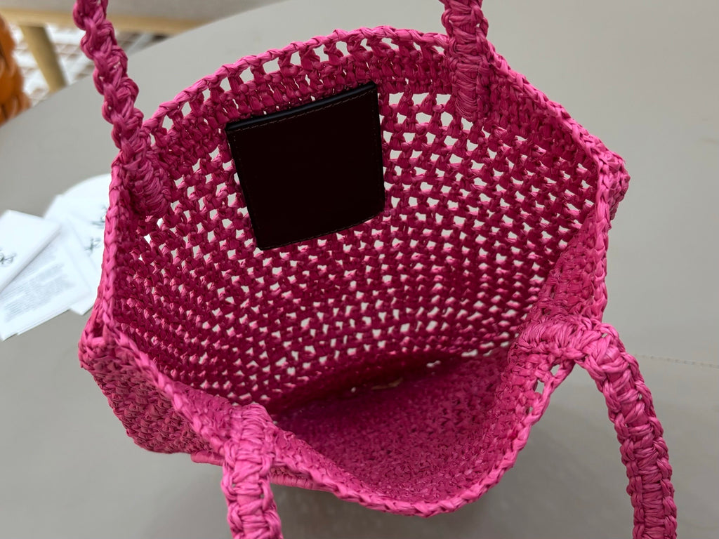 Premium Raffia Leather Tote Bag