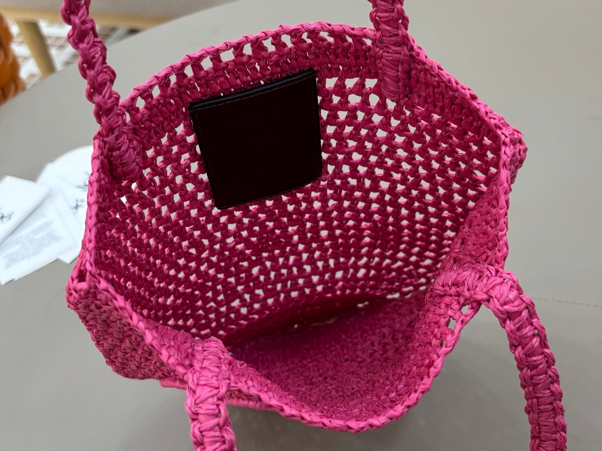 Premium Raffia Leather Tote Bag