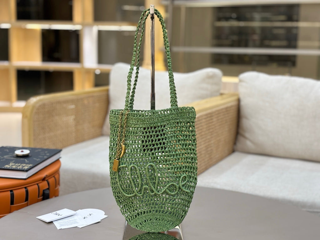Premium Raffia Leather Tote Bag