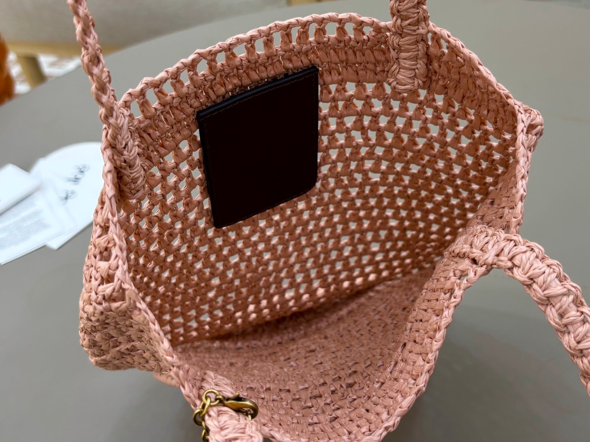 Premium Raffia Leather Tote Bag