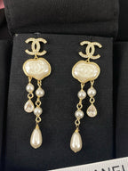 Resin Pearl & Tassel Drop Earrings – Cloud-Inspired Elegance