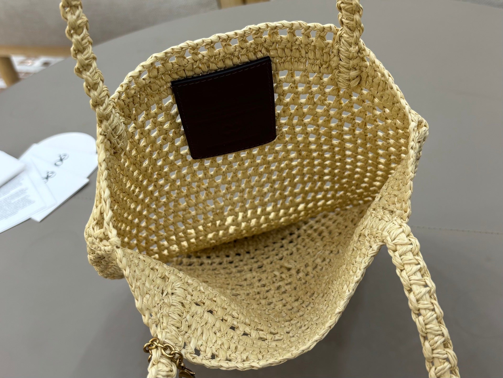 Premium Raffia Leather Tote Bag