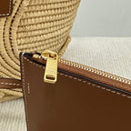 Premium++ Handwoven Basket Bag | Natural Straw & Leather Tote