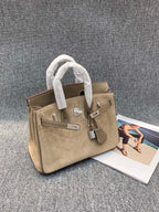 Suede B*K Tote Bag with Double Shoulder Straps – 25/30 cm