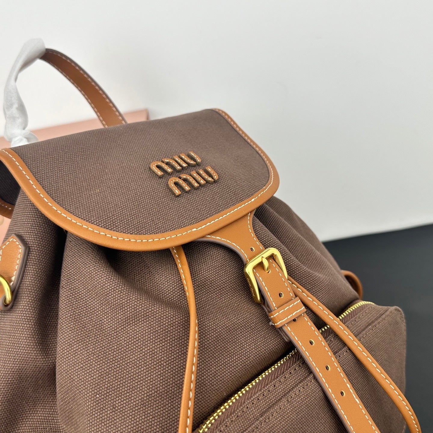 Large Canvas & Leather Backpack – Collegiate Style, 29.5cm