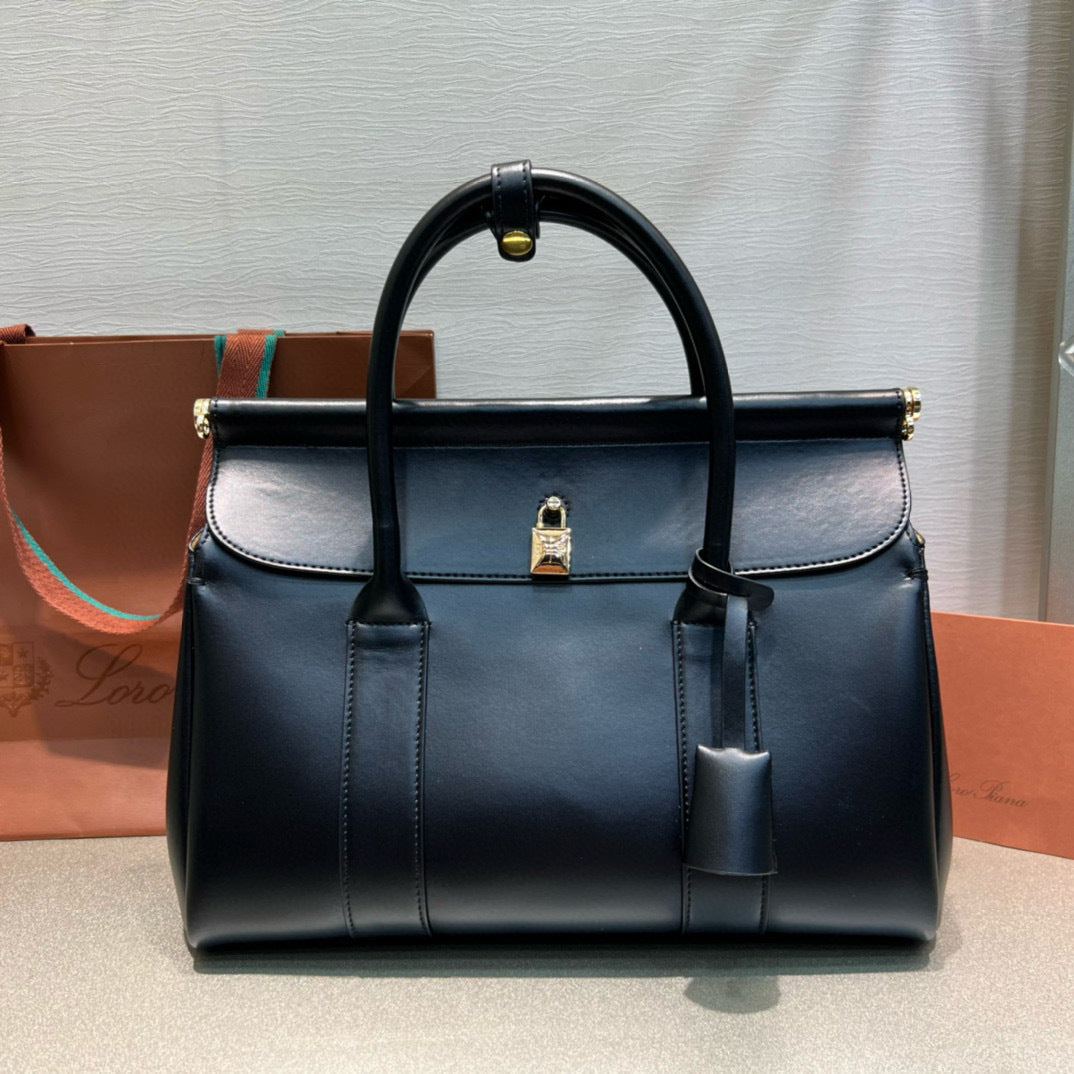 Smooth Calfskin Loom Tote Bag – Black