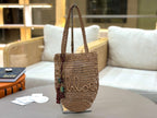 Premium Raffia Leather Tote Bag