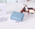 Premium Lambskin Compact Wallet with Crystal Hardware – New Season Collection