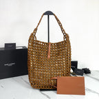 Handwoven Wooden Bead Hobo Bag.