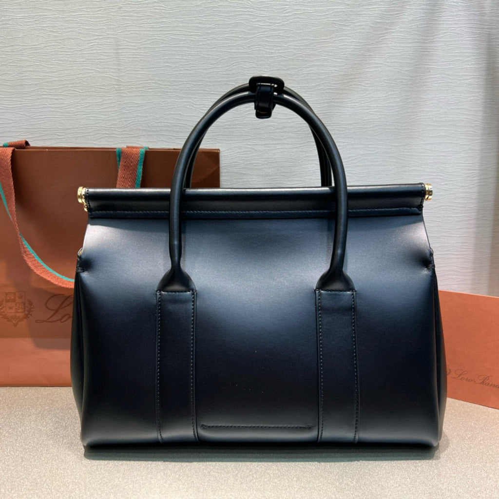 Smooth Calfskin Loom Tote Bag – Black
