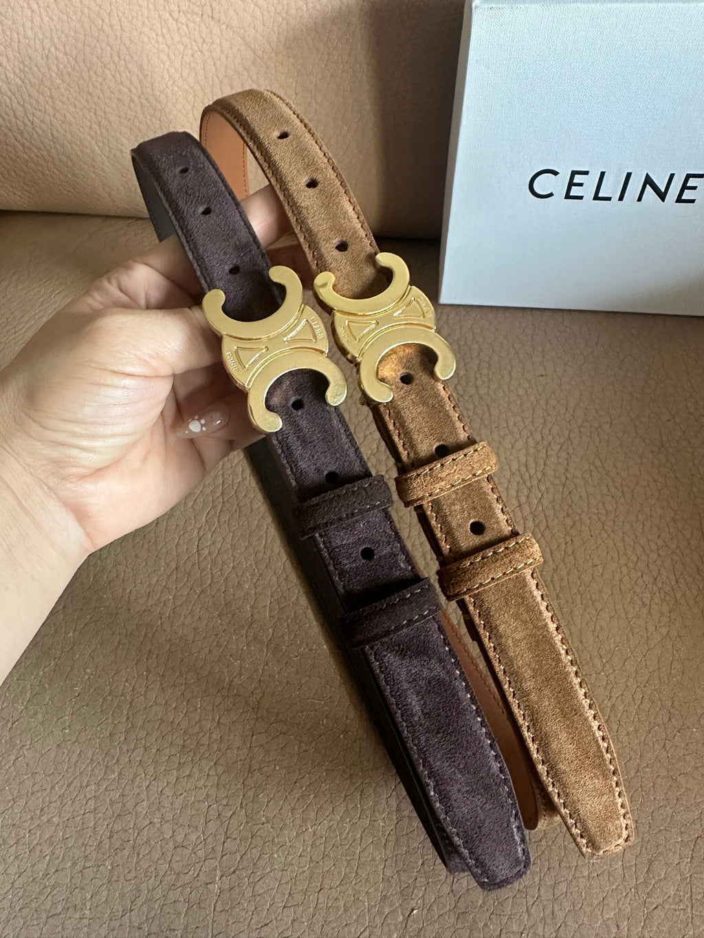 Women’s Suede-Finish Leather Belt — Vintage Inspired Metal Buckle