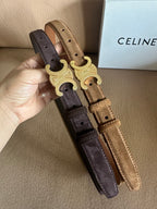 Women’s Suede-Finish Leather Belt — Vintage Inspired Metal Buckle