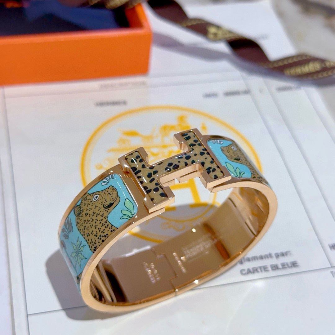 Enamel Wide Bangle Bracelet | 20mm Handcrafted Edition