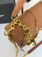 Monogram Tassel Shoulder Bag | Suede Finish