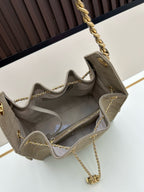 Large Suede Hobo Bucket Bag | Quilted Texture