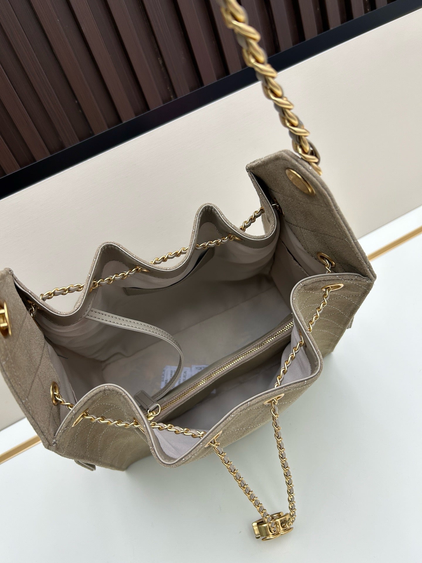 Large Suede Hobo Bucket Bag | Quilted Texture